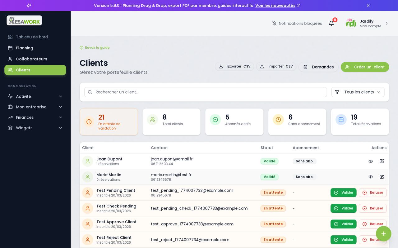 CRM clients intégré